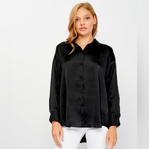 Oversized Black Silky Blouse